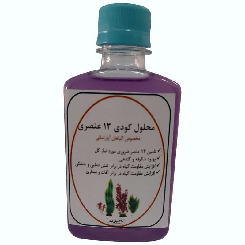 محلول کودی 13 عنصری مخصوص گلهای آپارتمانی کد b05 حجم 220 میلی لیتر